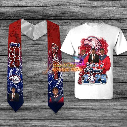 Custom graduation stole and shirt for the graduate