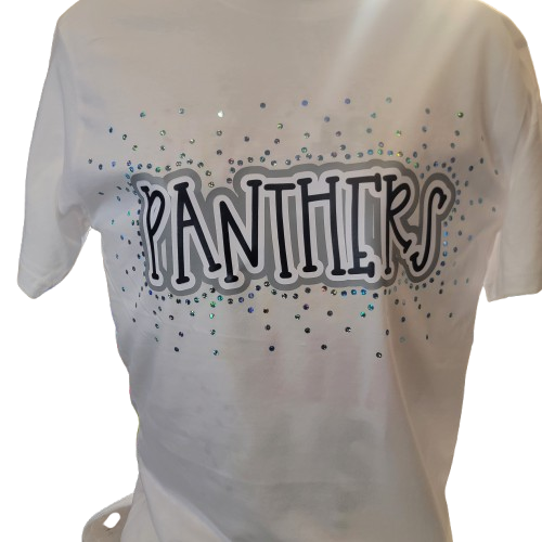 Custom Spangled Three-Color Vinyl School Spirit T-Shirt