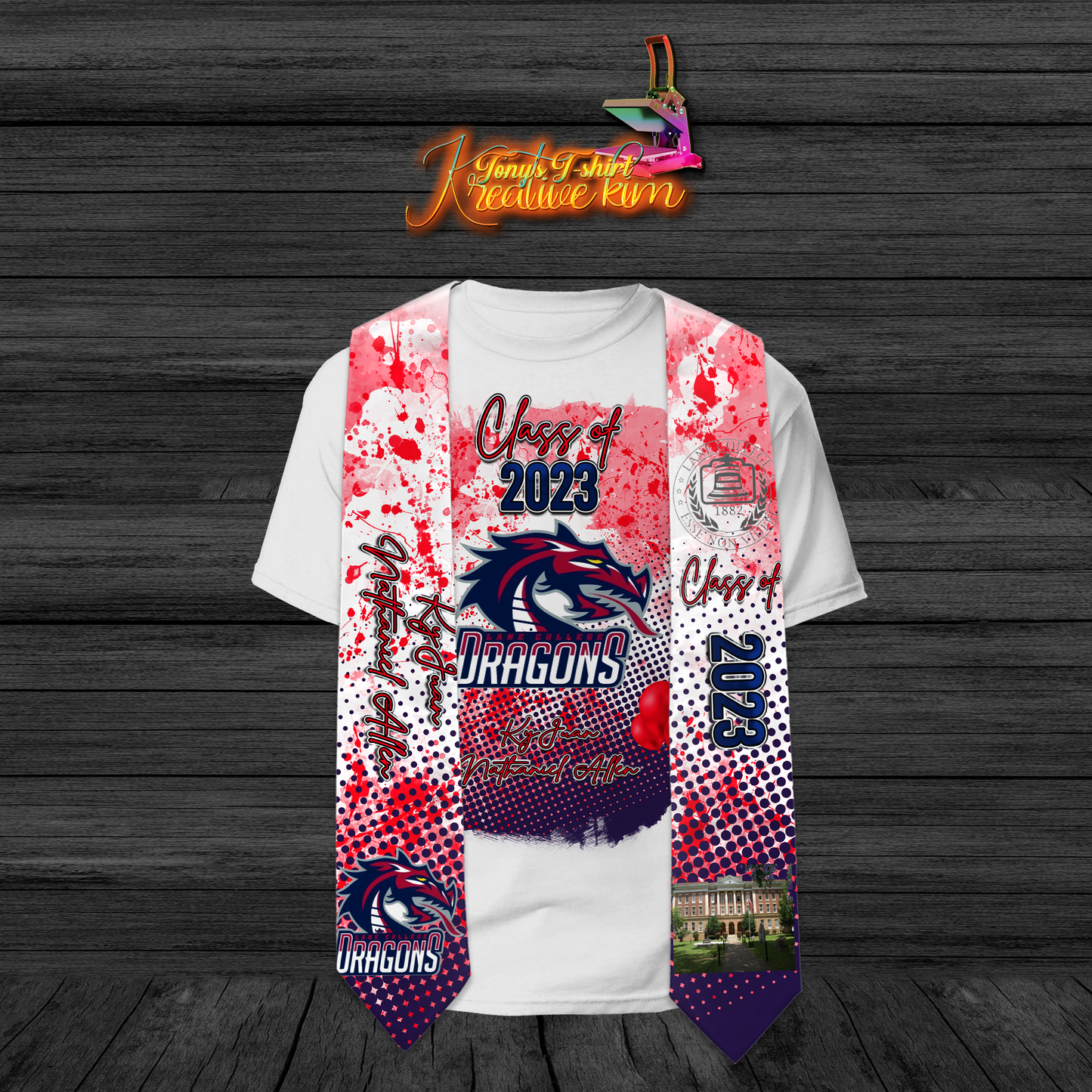 13X 19 Custom graduation shirt and stole