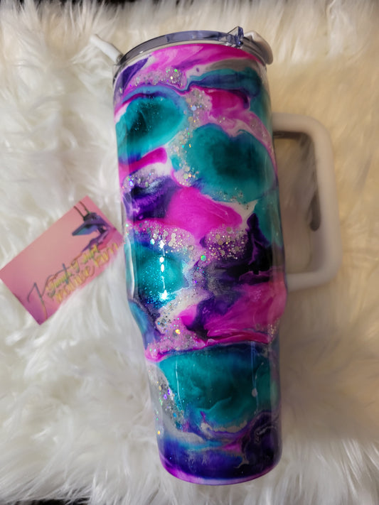 40oz Alcohol Ink Swirled Tumbler