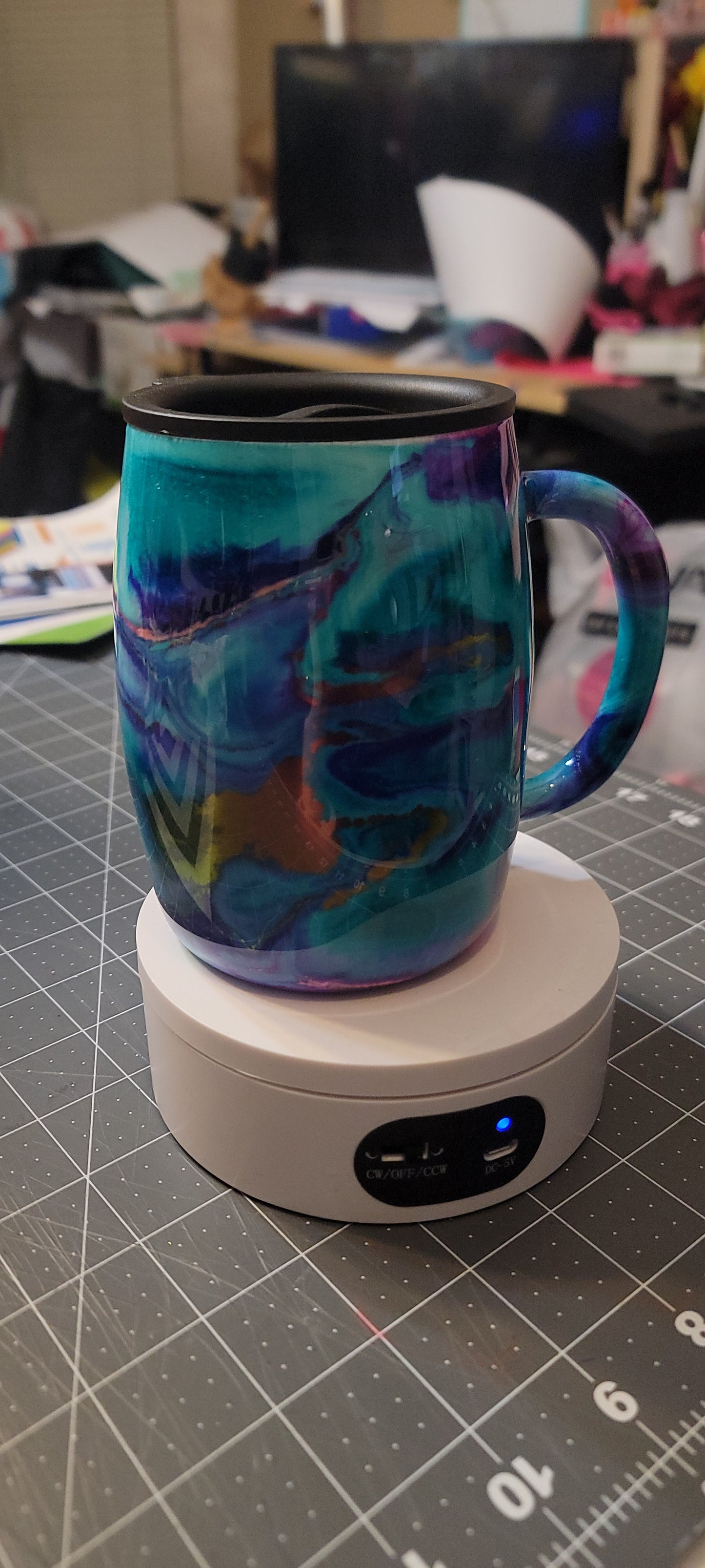 14 oz Teal and Purple coffee mug Hydro dipped