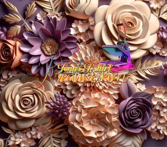 3D PURPLE AND CREAM FLOWERS 1