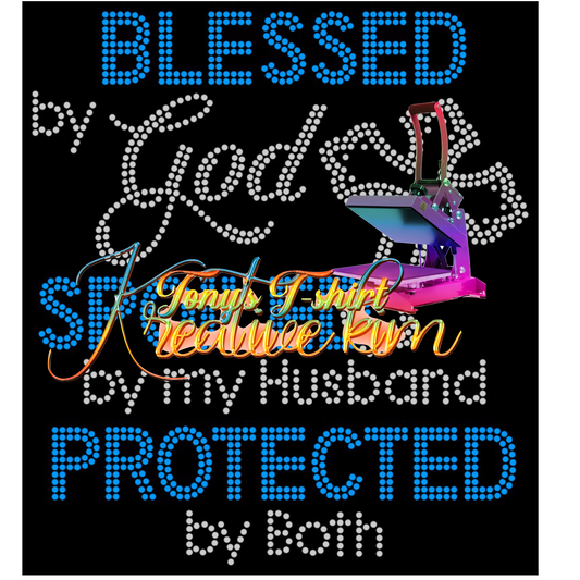 BLESSED BY GOD SPOILED BY MY HUSBAND RHINESTONE SHIRT