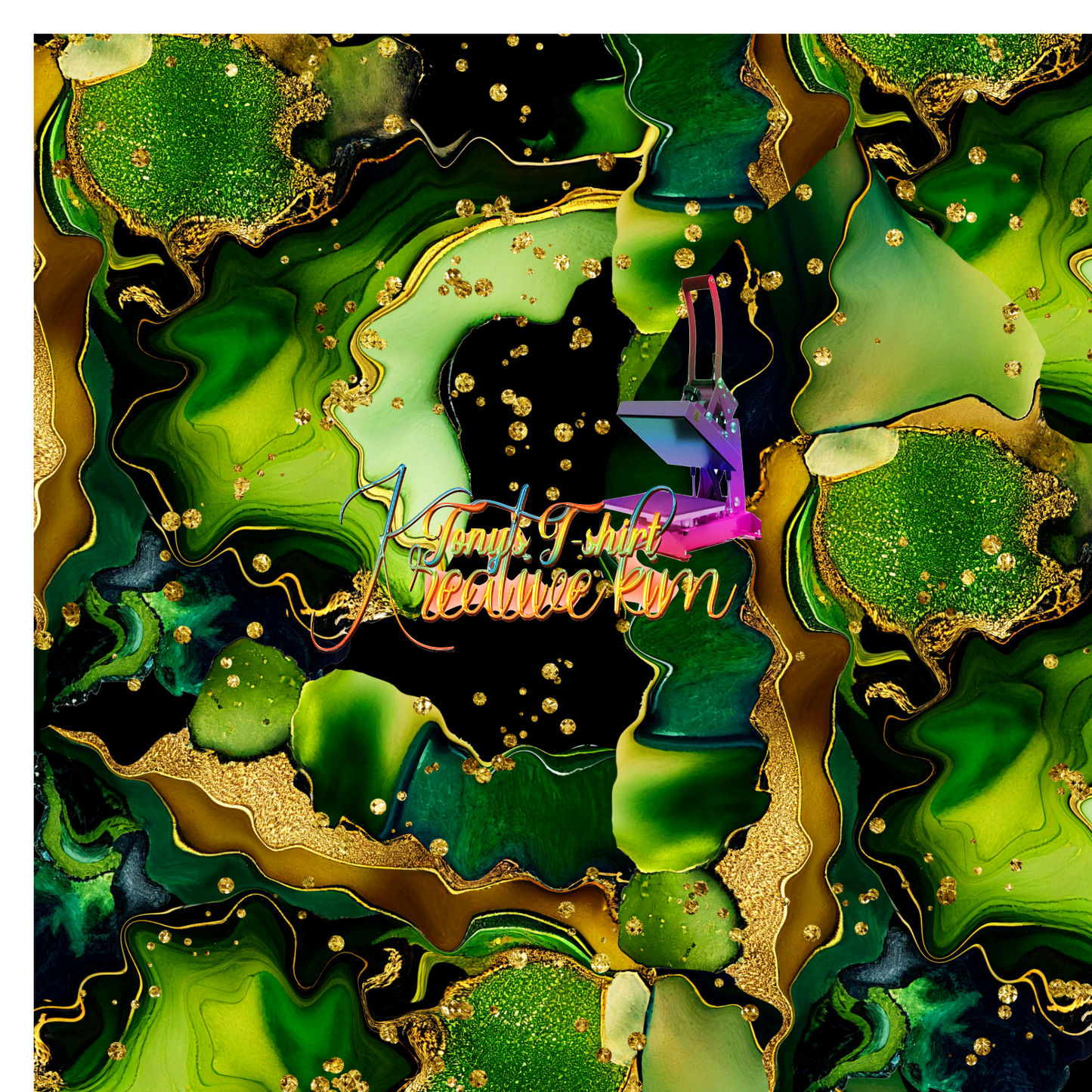 Green Fantasy Alcohol Ink Background 6