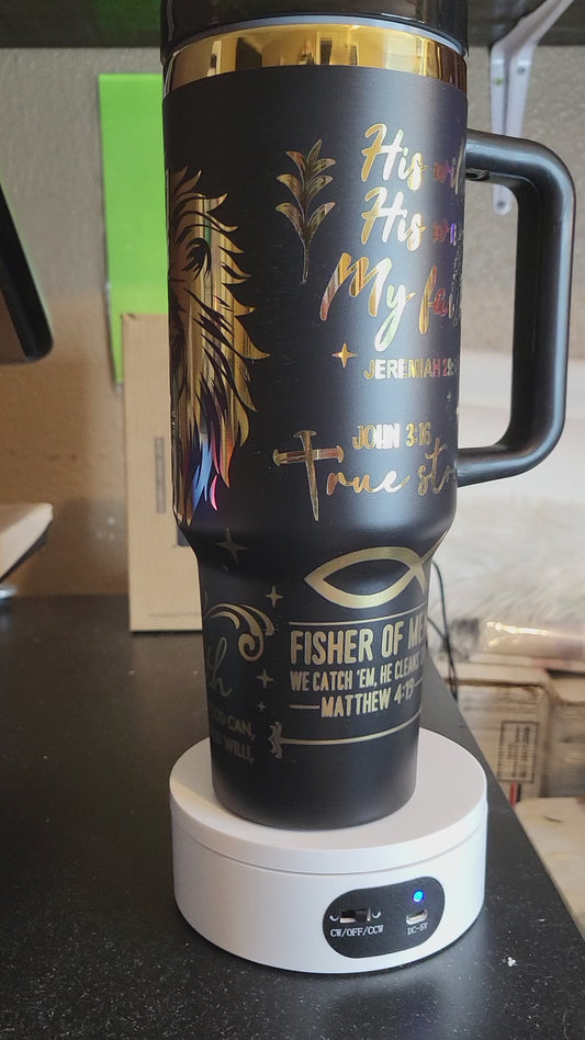 40 ounce Laser Engraved Tumbler with handle (Traveler Tumbler)