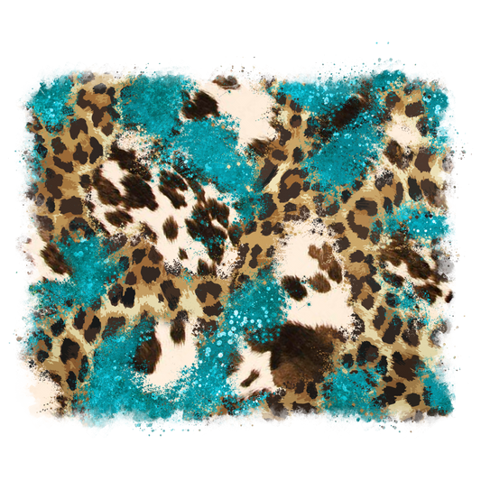 COWHIDE LEOPARD TURQUOISE